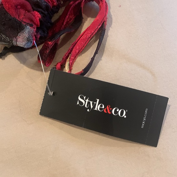 NWT - Style & Co. 2-Piece Red and Black Floral Blouse Size 12 - Picture 12 of 14